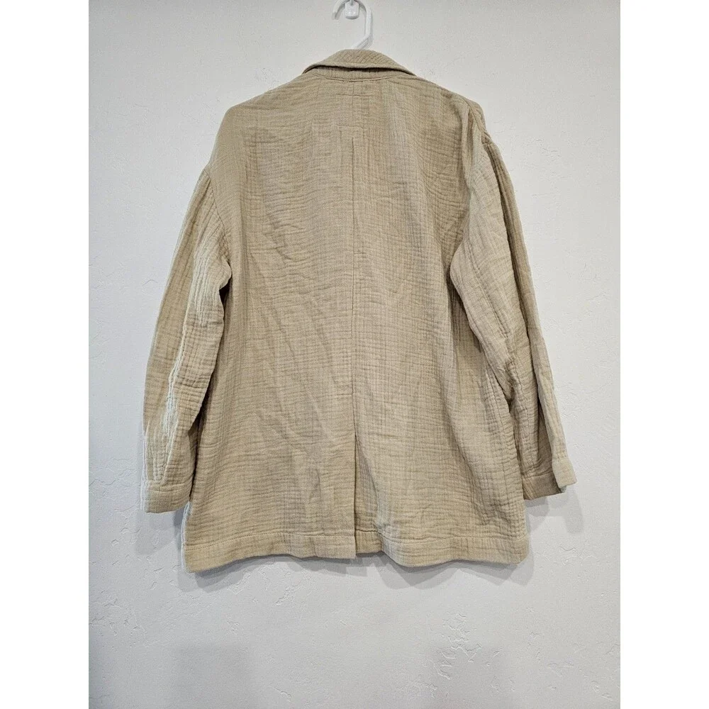 Madewell Women's  Oversized Lightspun Dorset Blazer Buttons Cotton Beige Size M - Picture 4 of 8